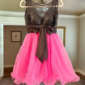 Sherri Hill Black and Pink Prom Dress